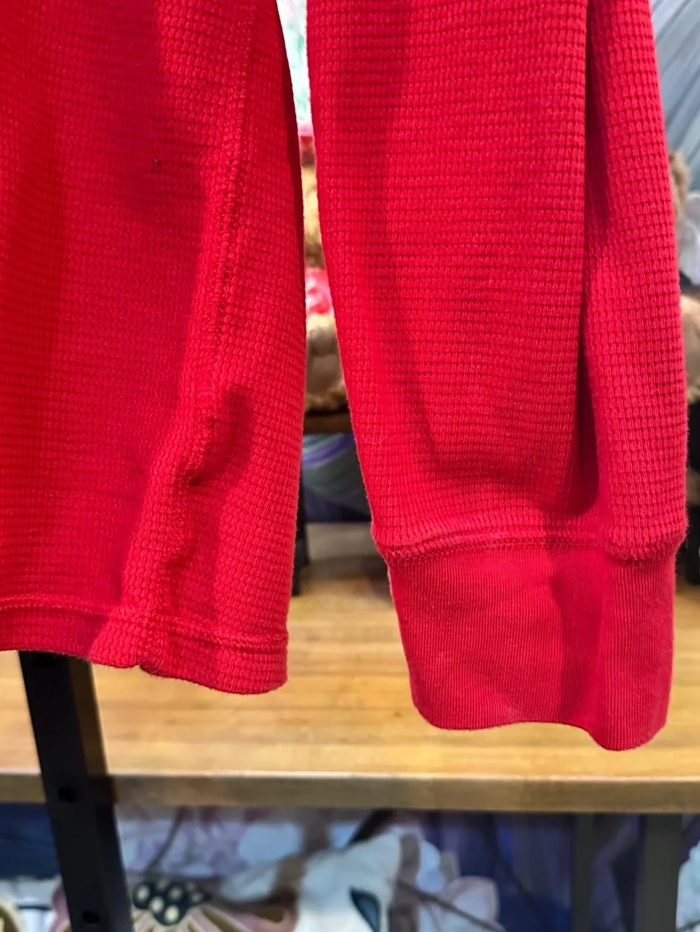 Polo Ralph Lauren Men's XL Thermal Waffle Knit Pajama Shirt Long Sleeve Red Logo